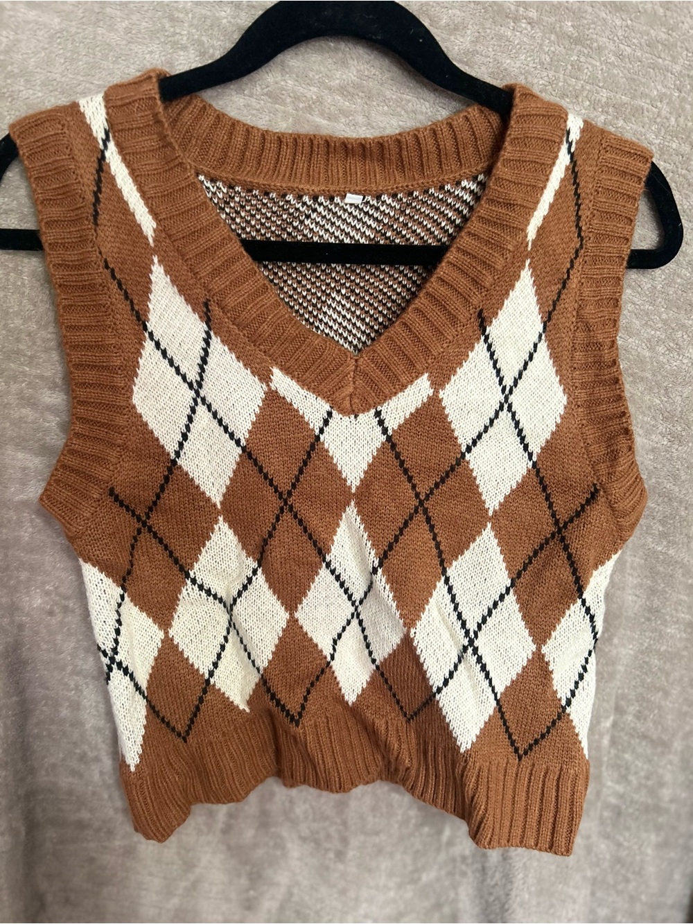 Brown Argyle Sweater Vest | Preppy Y2K Style | Size M
